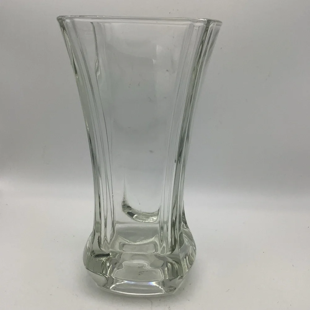 Elegant  French Four Sided Clear Glass Vase